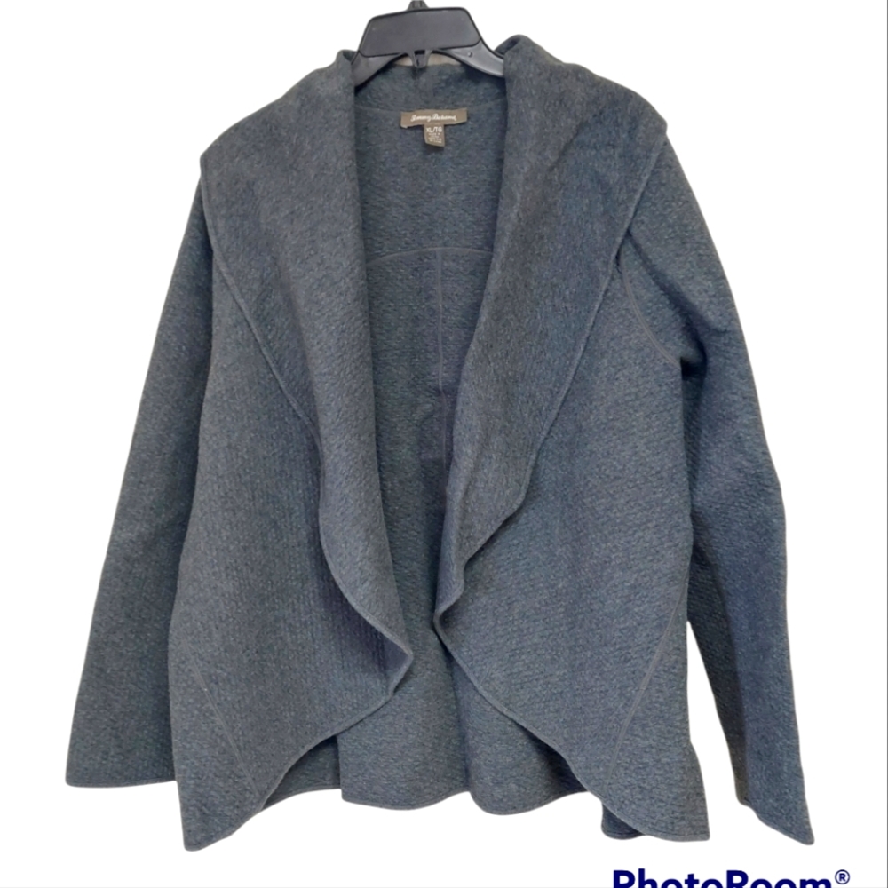 Tommy Bahama grey open front cardigan XL